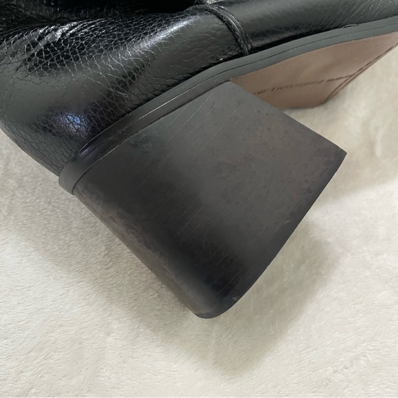 Vince Camuto Sangeti Boots 10W XC | Black Leather Wide Calf Knee High Block Heel - Picture 8 of 15